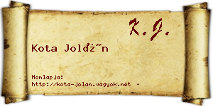 Kota Jolán névjegykártya