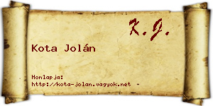 Kota Jolán névjegykártya